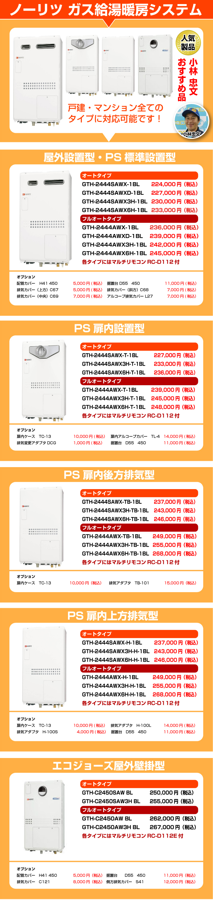 ノーリツ給湯暖房熱源機